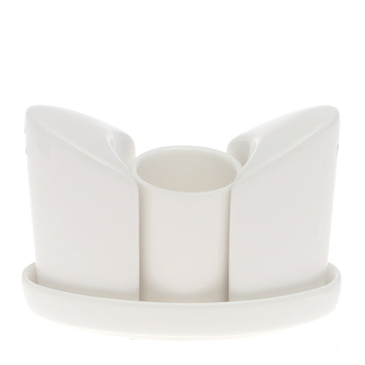 Brilliant 4 Pc White Ceramic Serving Set – Elegant Tabletop Condiment & Napkin Holder Set