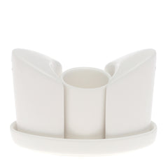 Brilliant 4 Pc White Ceramic Serving Set – Elegant Tabletop Condiment & Napkin Holder Set