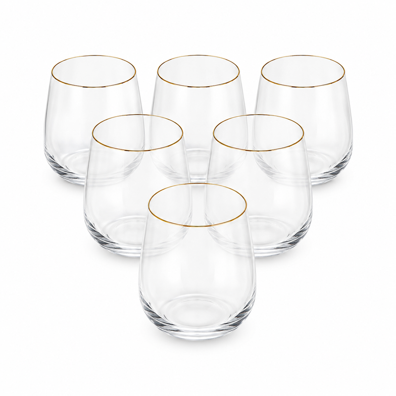 6Pcs Glass Set 360ml Gold Danny