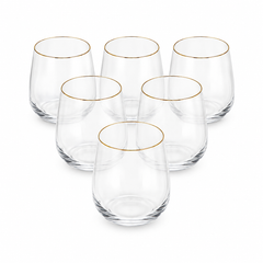 6Pcs Glass Set 360ml Gold Danny
