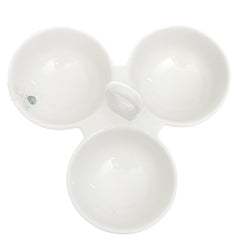 3 Division Dry Fruit Serving Bowl – Elegant White Ceramic Snack Platter