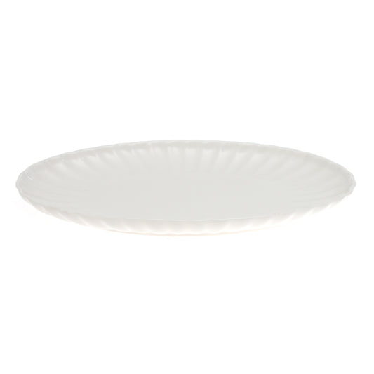Groove Oval Serving Tray – Elegant White Ceramic Platter
