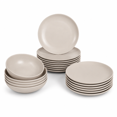 IKEA 18pcs  Dinner Set – Gray Stoneware Plates & Bowls | Service for 6