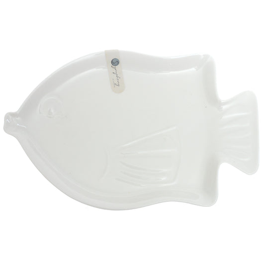 Symphony Reef Sunfish Platter – Elegant Fish-Shaped White Ceramic Serving Plate