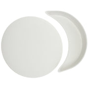 Symphony Alfre Eclipse Serving Set – Modern White Ceramic Round & Crescent Platter - Habitt