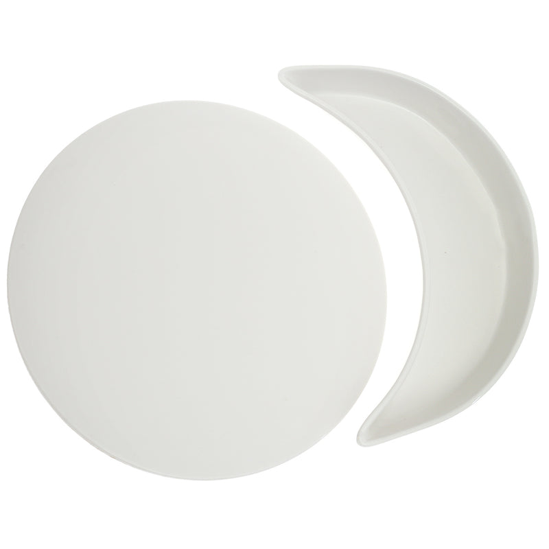 Symphony Alfre Eclipse Serving Set – Modern White Ceramic Round & Crescent Platter - Habitt
