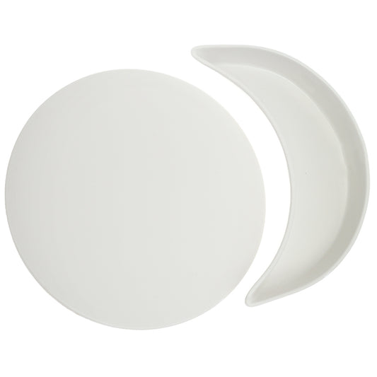 Symphony Alfre Eclipse Serving Set – Modern White Ceramic Round & Crescent Platter