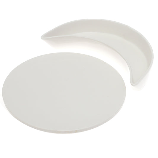 Symphony Alfre Eclipse Serving Set – Modern White Ceramic Round & Crescent Platter
