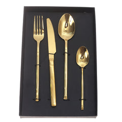 4Pcs Cutlery Set Gold 11.25 X 7.5 X 1.5 Inch WS-002