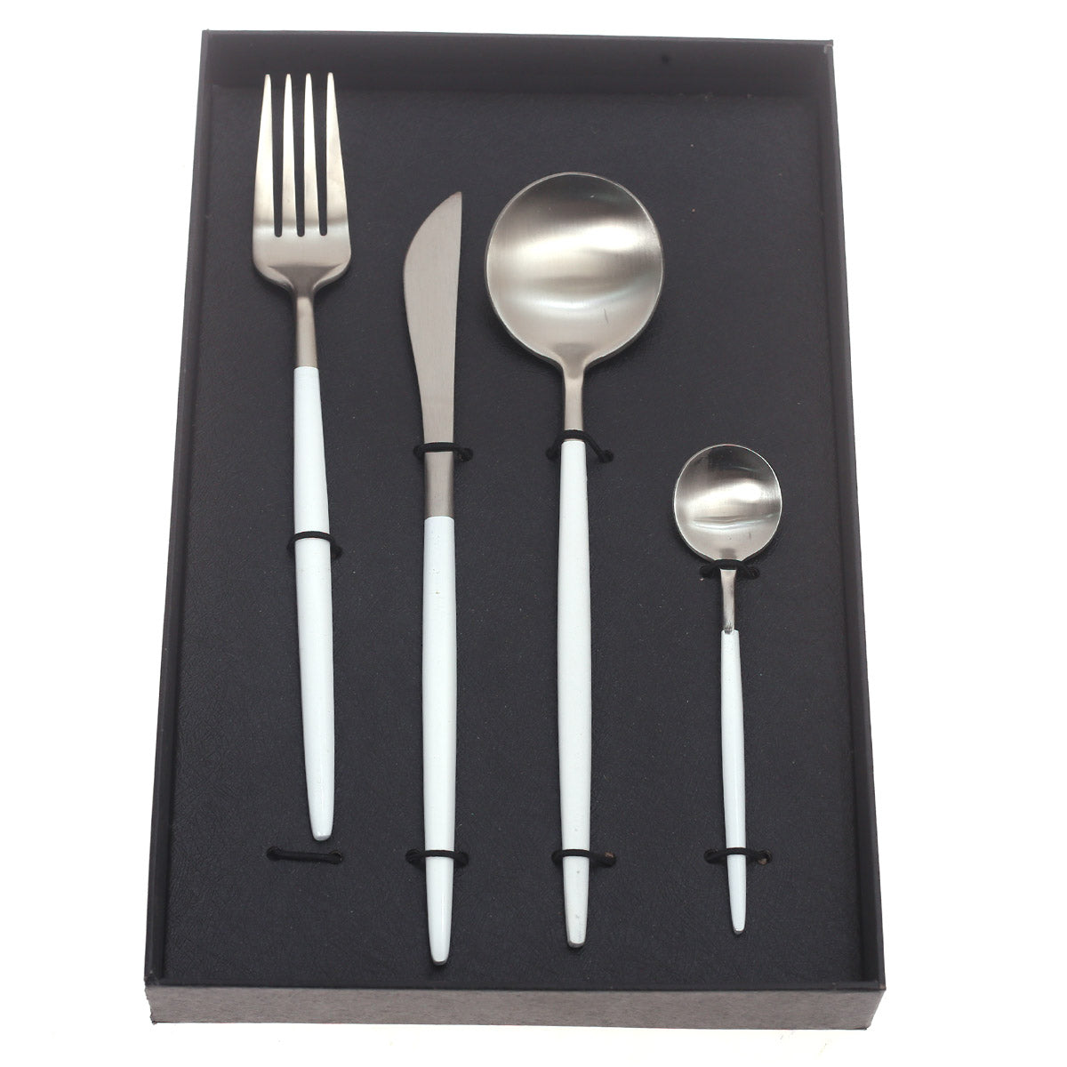 4Pcs Cutlery Set White & Silver 11.25 X 7.5 X 1.5 Inch WS-003