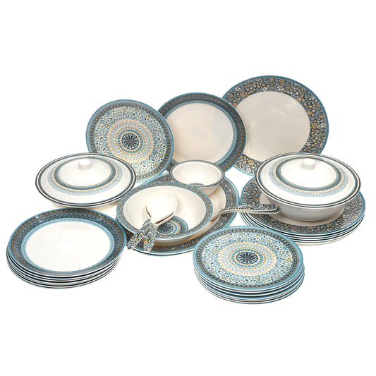 43PCS 8 Person Dinner Set Blue Mosaic