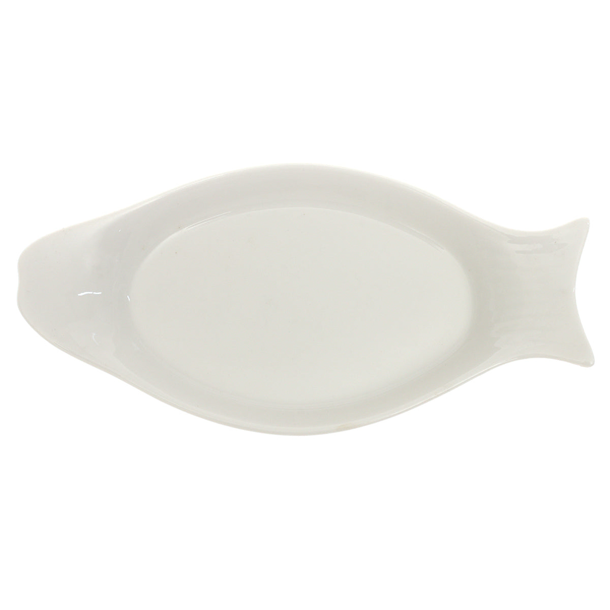 Fish Plate 9.75″ – Elegant White Ceramic Fish-Shaped Serving Plate