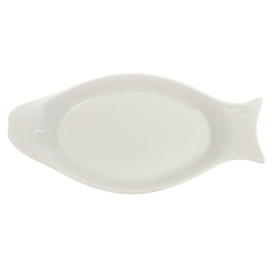 Fish Plate 9.75″ – Elegant White Ceramic Fish-Shaped Serving Plate