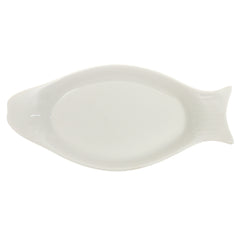 Fish Plate 9.75″ – Elegant White Ceramic Fish-Shaped Serving Plate