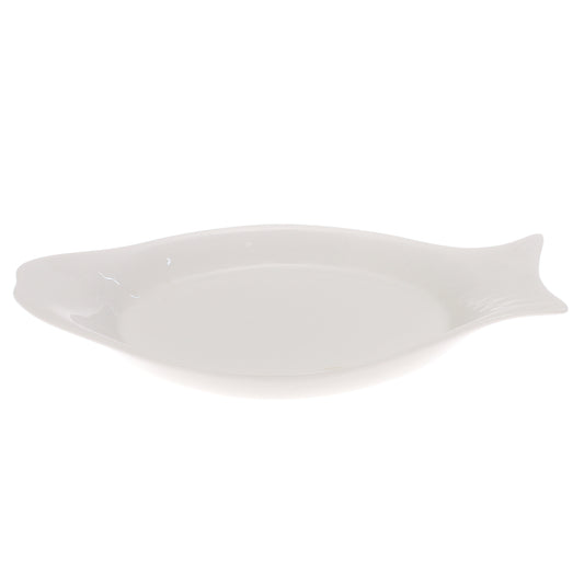 Fish Plate 9.75″ – Elegant White Ceramic Fish-Shaped Serving Plate