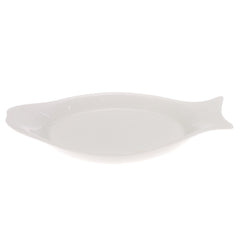 Fish Plate 9.75″ – Elegant White Ceramic Fish-Shaped Serving Plate