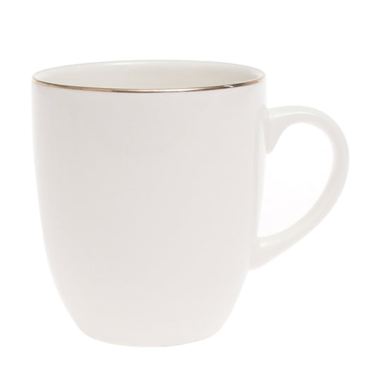 White Bone China Mug with Gold Rim Accent – GGK D#5