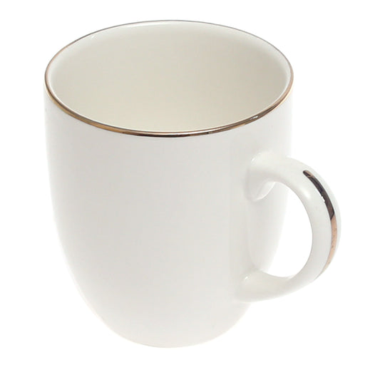 White Bone China Mug with Gold Rim Accent – GGK D#5