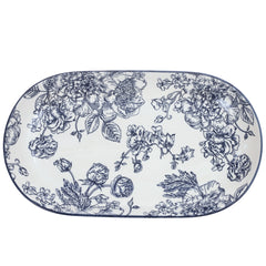 Rice Platter Blue Leaves Printd