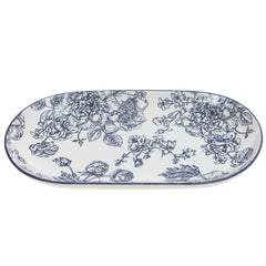 Rice Platter Blue Leaves Printd