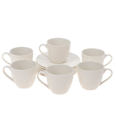 6Pcs Cup & Saucer Set White 18 X 7 X 3.5 Inch MHT-012