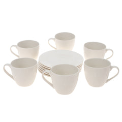 6Pcs Cup & Saucer Set White 18 X 7 X 3.5 Inch MHT-012