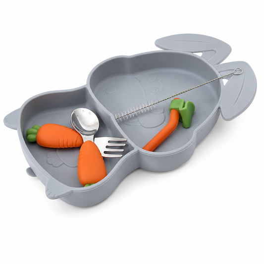 Kids Bunny-Shaped Crockery Set Gray – 7 x 1.5 x 11.5 Inch AS-009