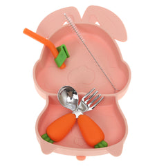 Kids Bunny-Shaped Crockery Set Peach – 7 x 1.5 x 11.5 Inch AS-009