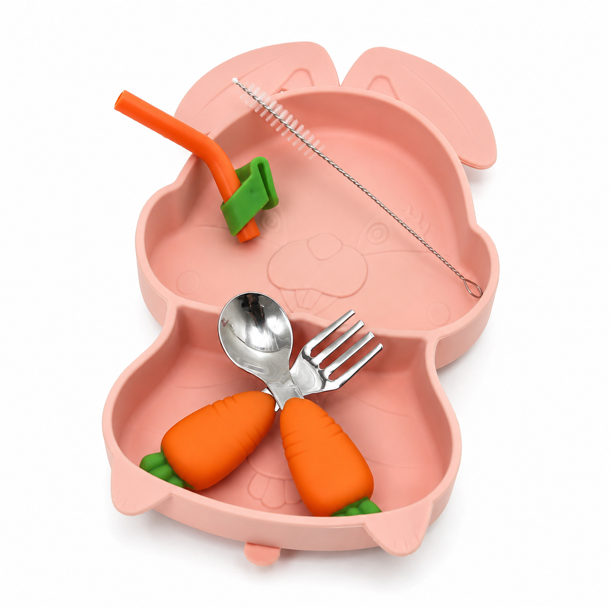 Kids Bunny-Shaped Crockery Set Peach – 7 x 1.5 x 11.5 Inch AS-009