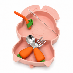 Kids Bunny-Shaped Crockery Set Peach – 7 x 1.5 x 11.5 Inch AS-009