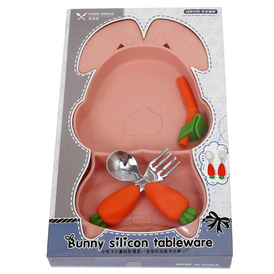 Kids Bunny-Shaped Crockery Set Peach – 7 x 1.5 x 11.5 Inch AS-009
