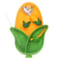 Kids Corn-Themed Crockery Set Yellow & Green – 7 x 1.5 x 10 Inch AS-003