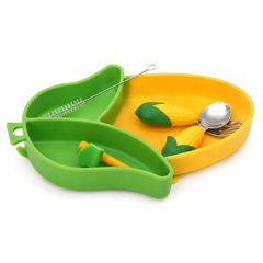 Kids Corn-Themed Crockery Set Yellow & Green – 7 x 1.5 x 10 Inch AS-003