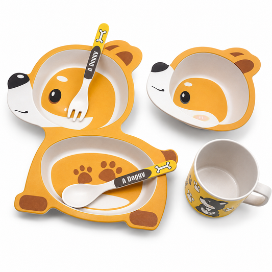 Kids Doggy-Themed Crockery Set Yellow – 8 x 4 x 10 Inch AS-004