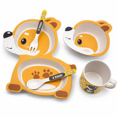 Kids Doggy-Themed Crockery Set Yellow – 8 x 4 x 10 Inch AS-004