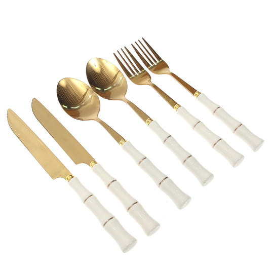 6Pcs Cutlery Set Gold 8 X 3 Inch At-05