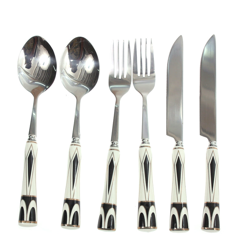 6Pcs Cutlery Set Silver 8 X 3 Inch At-12 - Habitt
