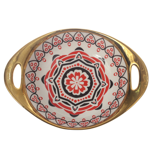 Oval Bowl Printed Red 7 X 5 Inch Hc23