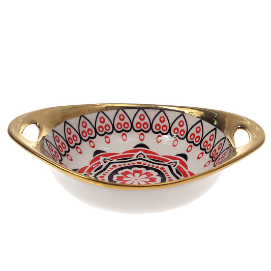 Oval Bowl Printed Red 7 X 5 Inch Hc23