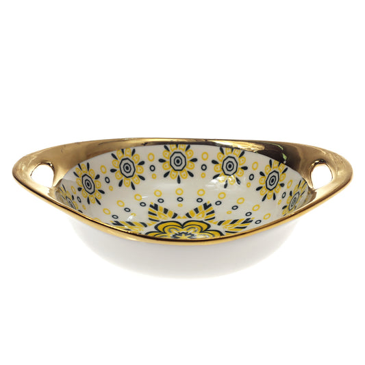 Oval Bowl Printed Yellow 7 X 5 Inch Hc23