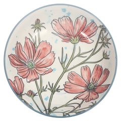 Serving Flat Bowl Printed Pink 8.5 Inch Yll-93