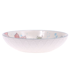 Serving Flat Bowl Printed Pink 8.5 Inch Yll-93