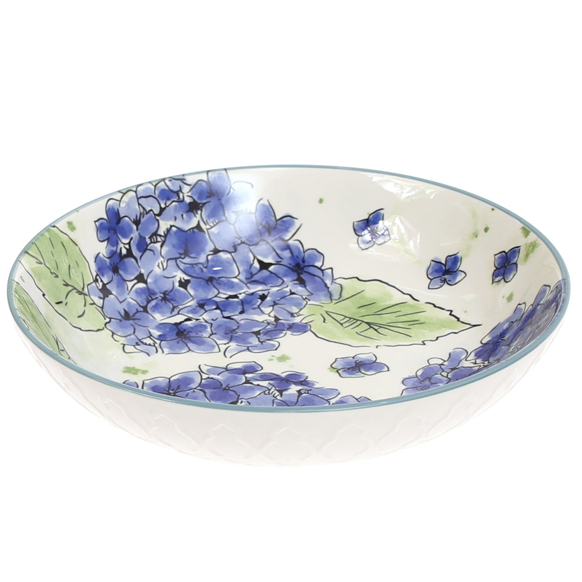 Serving Flat Bowl Printed Blue 8.5 Inch YLL-93 - Habitt