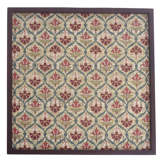 Wooden Printed Motif Tray – 15x15 Inches Square Decorative Serving Tray