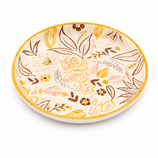 Pink Palm Handpainted Platter – 12" - Habitt