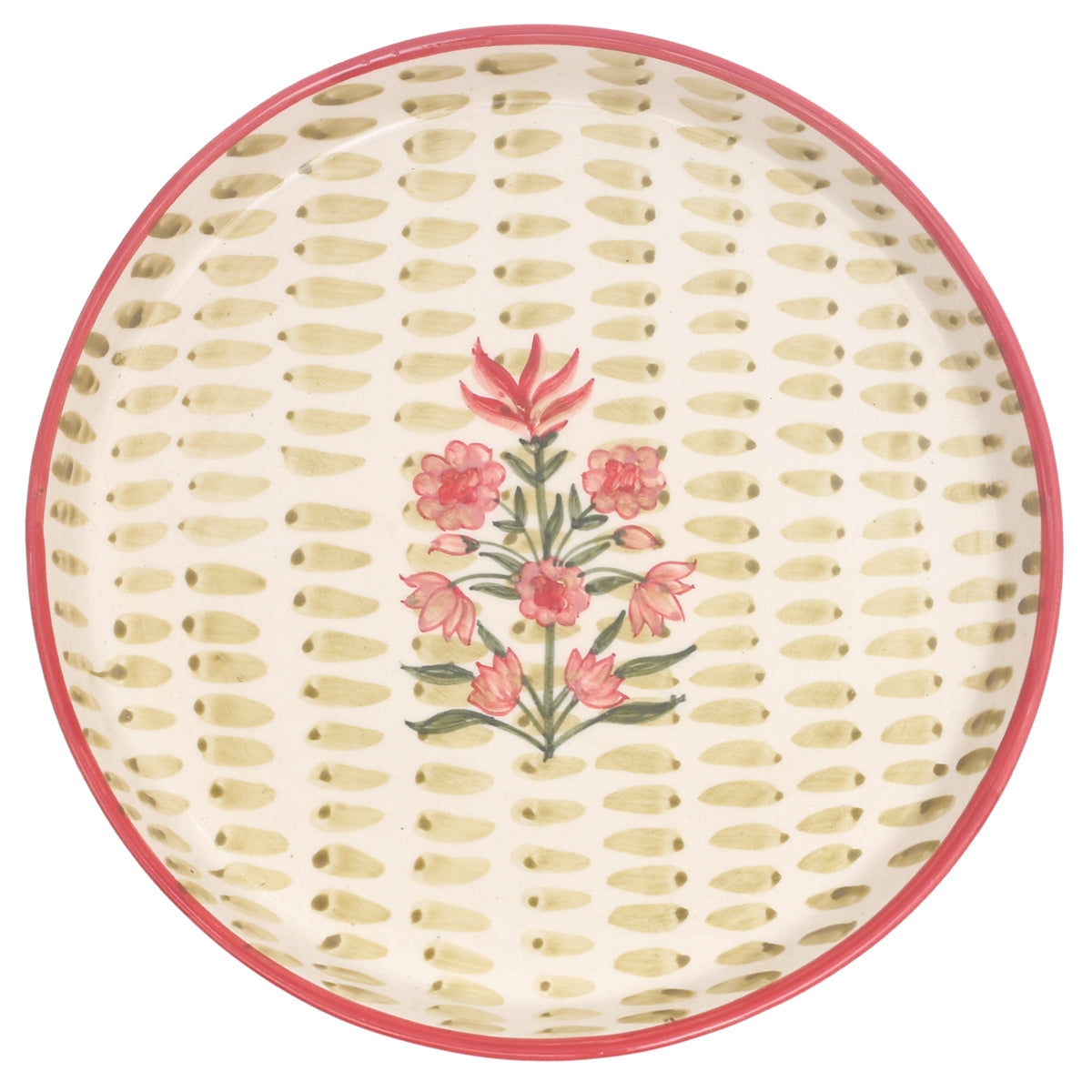 Textured Motif Platter 12" T – Hand-Painted Ceramic Serveware