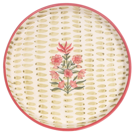 Textured Motif Platter 12" T – Hand-Painted Ceramic Serveware