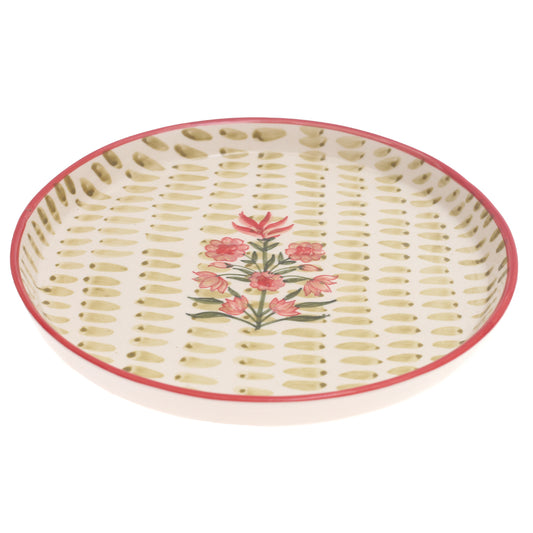 Textured Motif Platter 12" T – Hand-Painted Ceramic Serveware