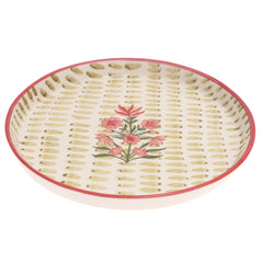 Textured Motif Platter 12" T – Hand-Painted Ceramic Serveware