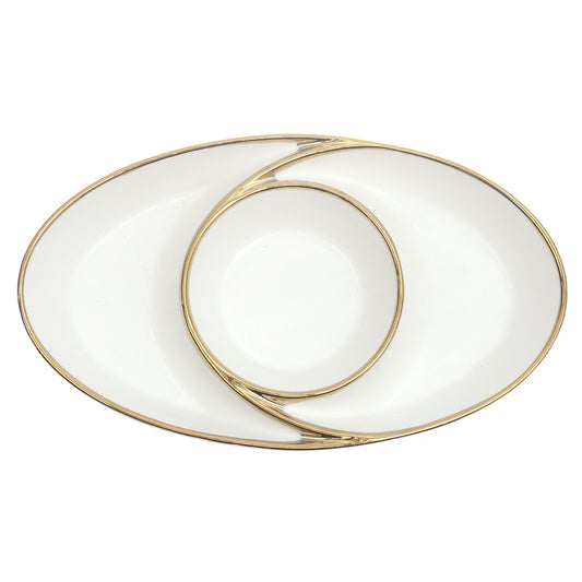 Portion Dish with Base – Gold Rimmed (7801-GOLD)
